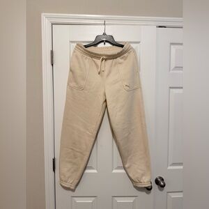 Puma Cream Pullover Sweatshirt with Logo Tag